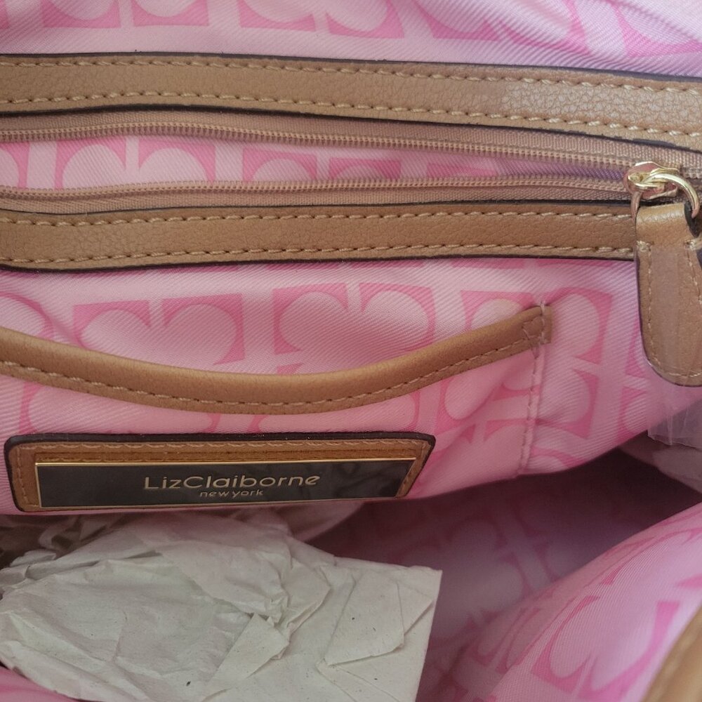 Liz Claiborne New York Handbag Satchel Woven Multicolor Metallic Tan NWT - Picture 5 of 11
